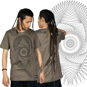 T-Shirt Mandala Fractal Ανοιχτό Καφέ
