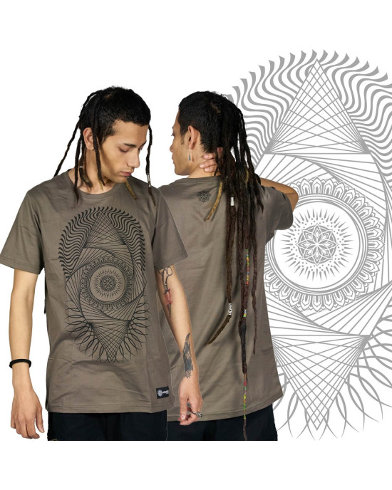 T-Shirt Mandala Fractal Ανοιχτό Καφέ