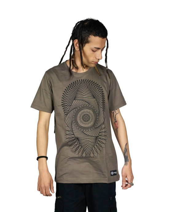 T-Shirt Mandala Fractal Ανοιχτό Καφέ
