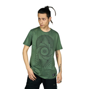 T-Shirt Mandala Fractal Χακί