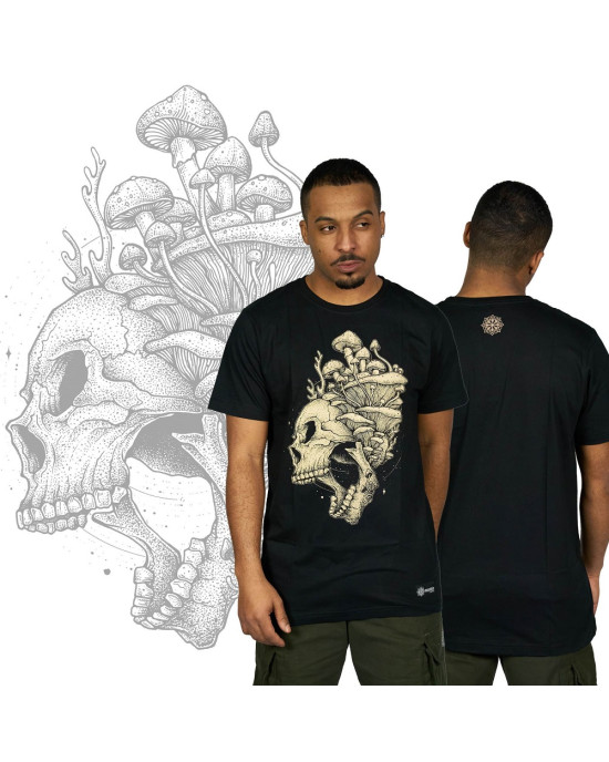 T-Shirt Mushroom Scull Μαύρο