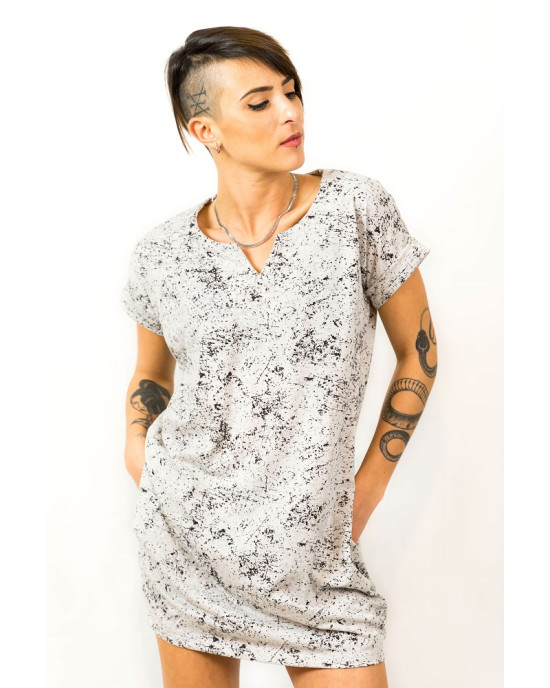 Φόρεμα Mini με Σχέδιο Πιτσιλιές Light Grey