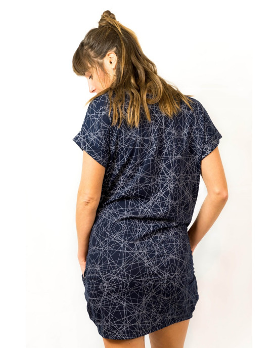 Φόρεμα Mini με Σχέδιο Γραμές Dark Blue
