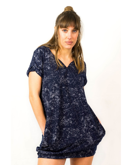 Φόρεμα Mini με Σχέδιο Πιτσιλιές Dark Blue