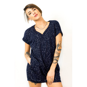 Φόρεμα Mini με Σχέδιο Αστέρια Dark Blue
