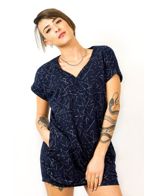 Φόρεμα Mini με Σχέδιο Αστέρια Dark Blue