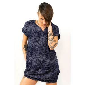 Φόρεμα Mini με Γεωμετρικά Σχέδια Dark Blue