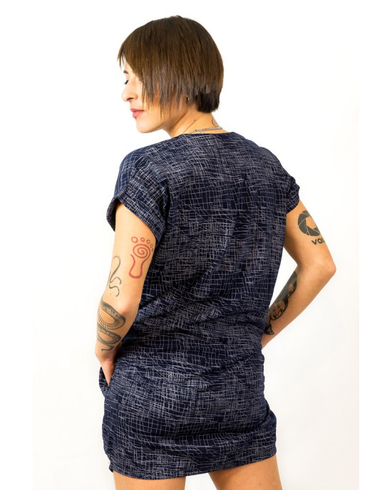 Φόρεμα Mini με Γεωμετρικά Σχέδια Dark Blue