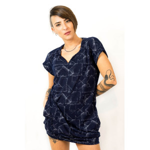 Φόρεμα Mini με Γεωμετρικά Σχέδια 2 Dark Blue