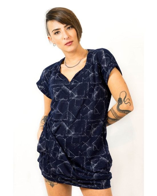 Φόρεμα Mini με Γεωμετρικά Σχέδια 2 Dark Blue