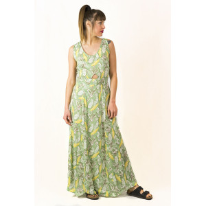 Φόρεμα Maxi Floral Λαχανί