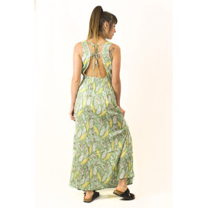 Φόρεμα Maxi Floral Λαχανί