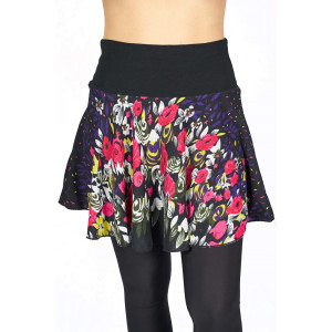 Φούστα Μίνι Mαύρη Floral