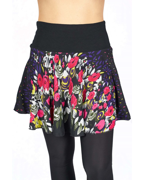 Φούστα Μίνι Mαύρη Floral