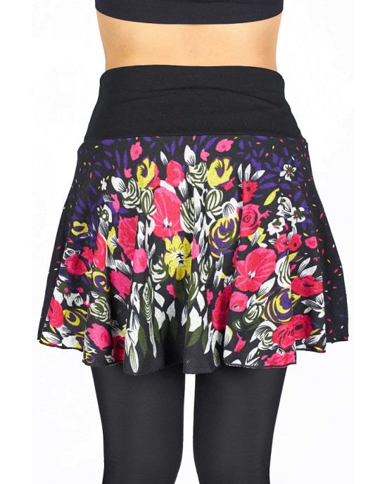 Φούστα Μίνι Mαύρη Floral