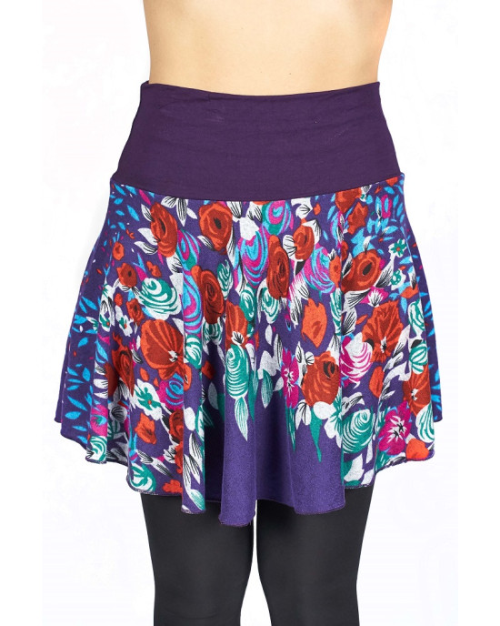Φούστα Μίνι Mωβ Floral