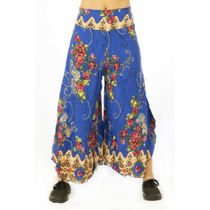 Παντελόνα Καμπάνα Floral Μπλε