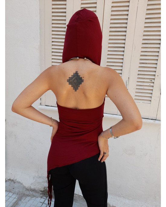 Top Μακρύ Ασσύμετρο Μπορντό