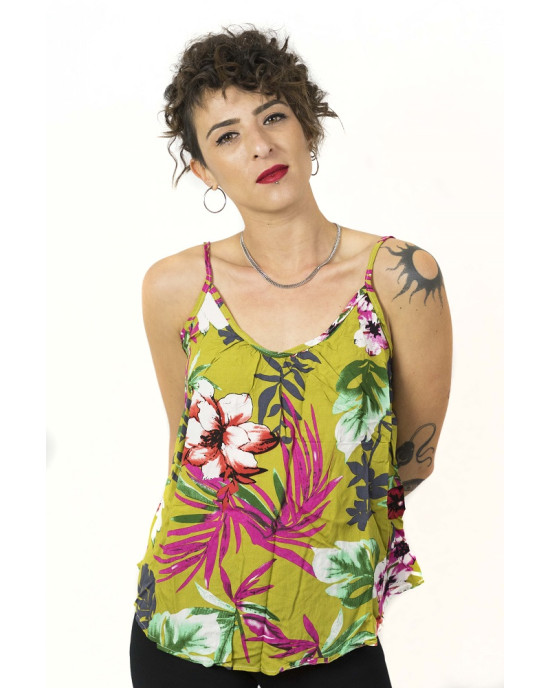 Top Women Floral Κίτρινο 01