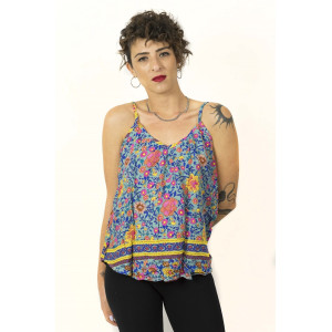 Top Women Floral Μπλε 01
