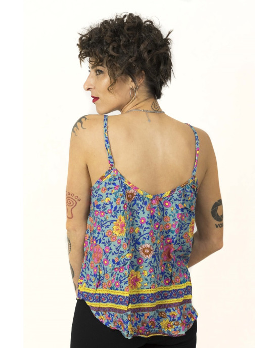 Top Women Floral Μπλε 01