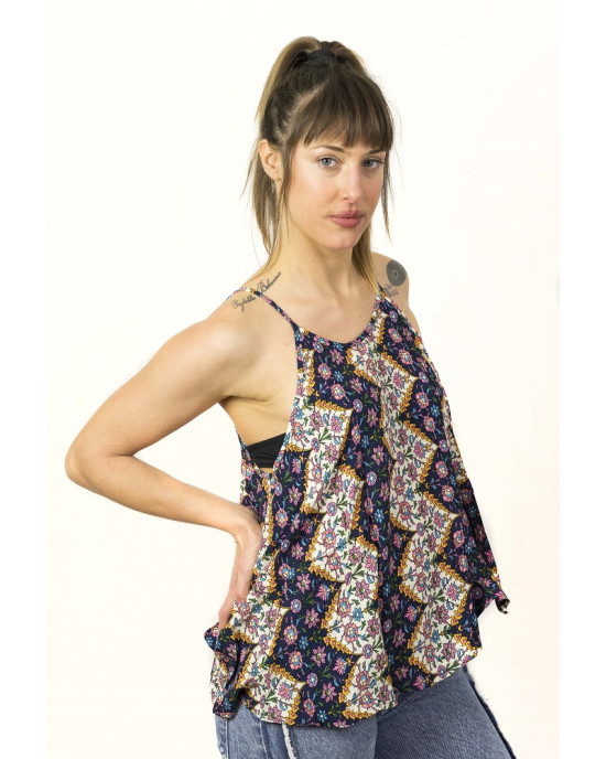 Top Women Flower Μπλε 2