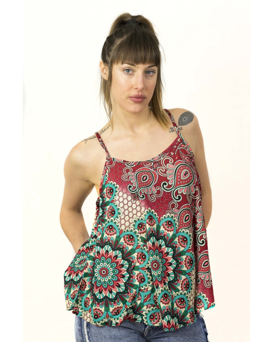 Top Women Mandala Red