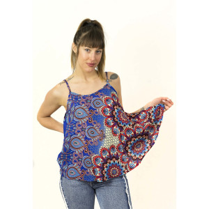 Top Women Mandala Blue Red