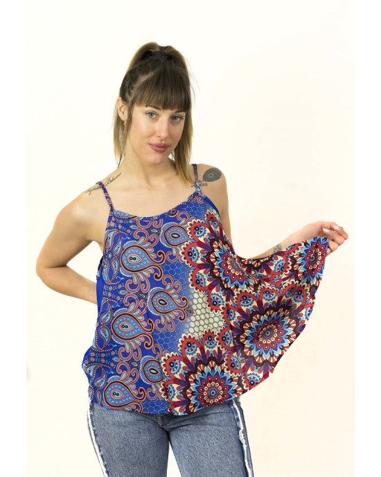 Top Women Mandala Blue Red