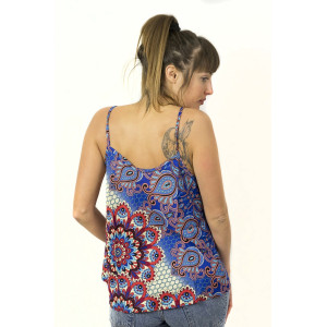 Top Women Mandala Blue Red