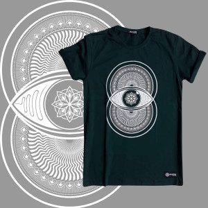 TShirt Mandala Psychedelic Eye Dark Green