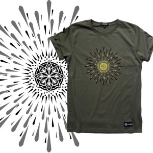 TShirt Mandala Sun Khaki