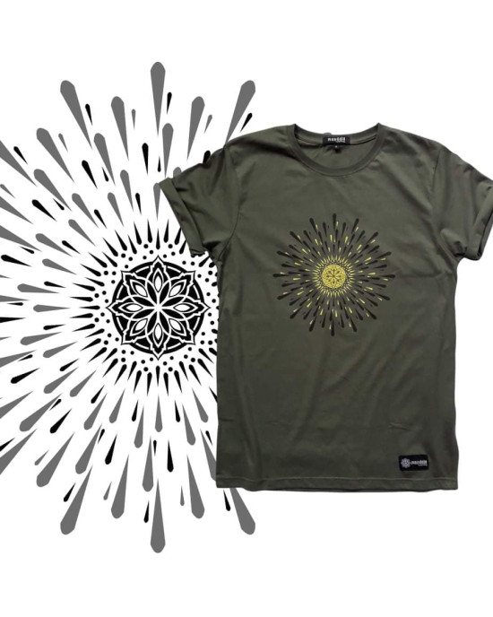 TShirt Mandala Sun Khaki