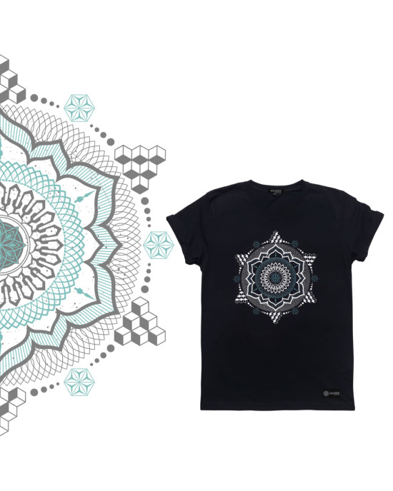 T-Shirt Mandala Geometry Black