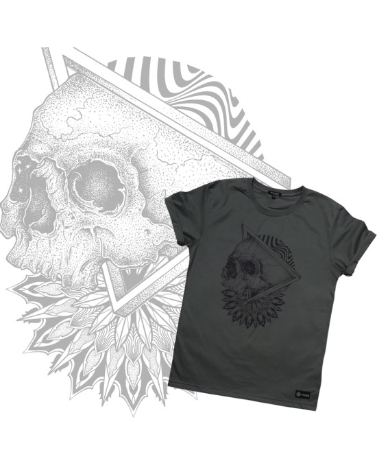 T-Shirt Mandala Scull Khaki