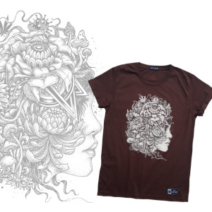 T-Shirt Seven Virtues Face Brown
