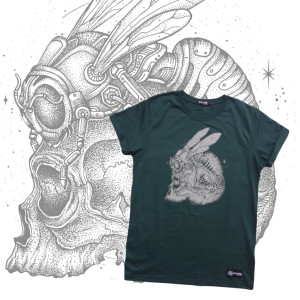 T-Shirt Scull Bee Dark Green