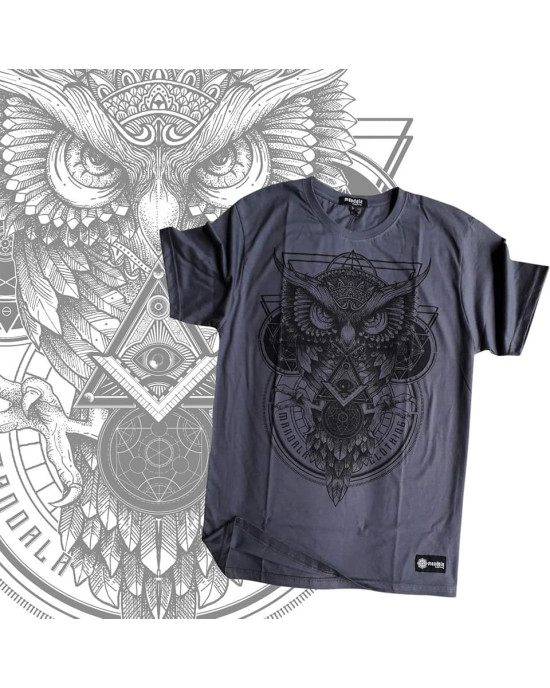 TShirt Mandala Owl Dark Grey