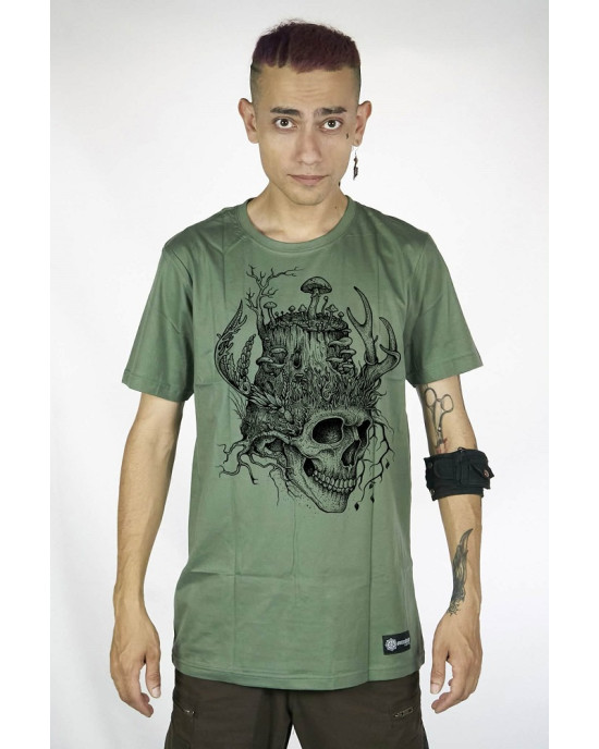 T-Shirt Mandala Forest Rebirth Χακί