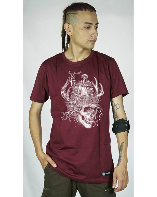 T-Shirt Mandala Forest Rebirth Μπορντό