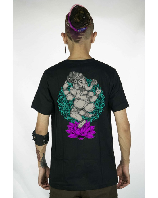 T-Shirt Mandala Ganesha Lotus Μαύρο