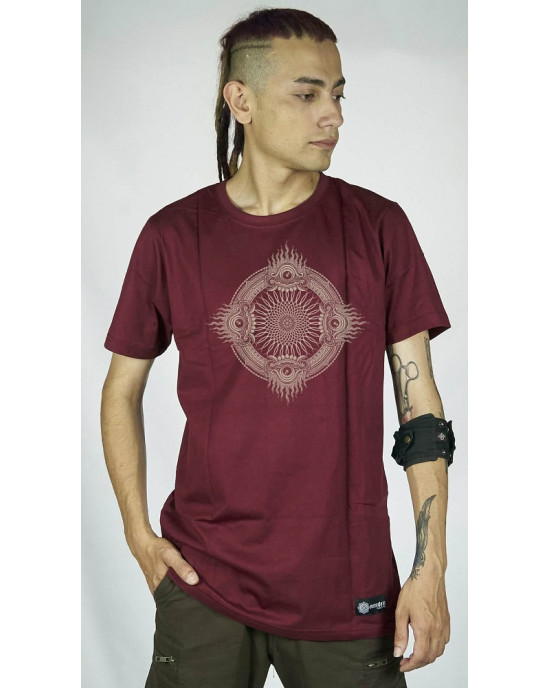 T-Shirt Mandala Solar Axis Μπορντό